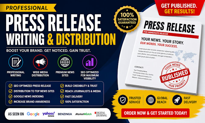 write and distribute press release on premium news sites