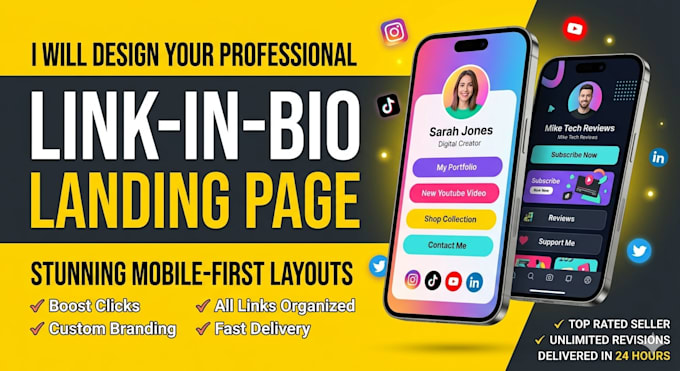 design custom bio link website as linktree alternative for instagram influencers