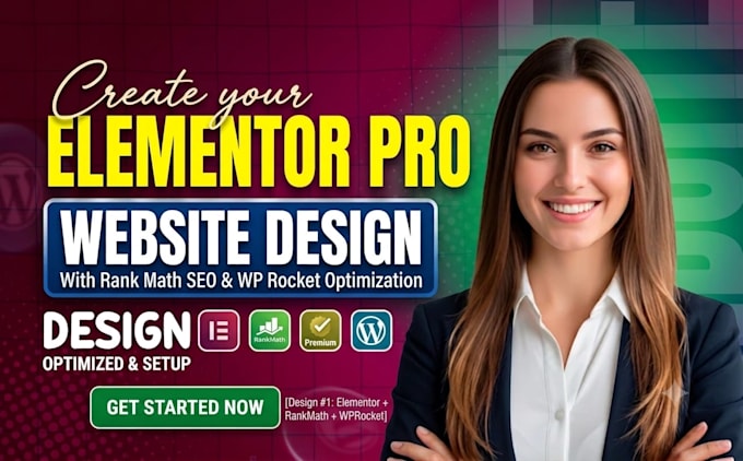 build elementor pro website with rank math SEO and wp rocket optimization