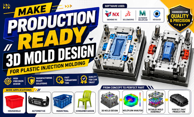 make production ready 3d mold design for plastic injection molding