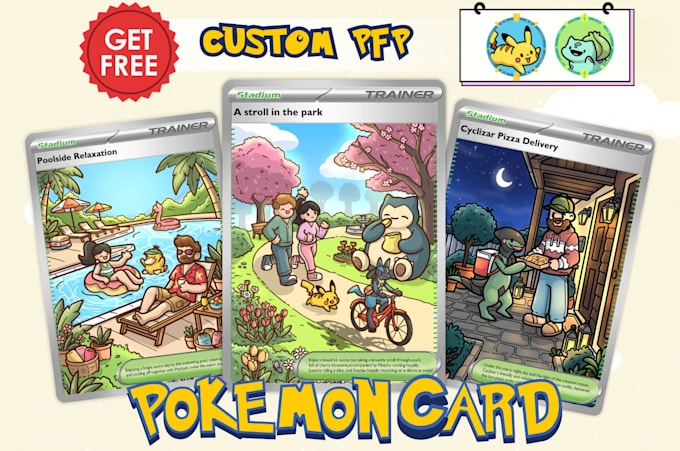 make cute doodle pokemon trainer tcg card illustration