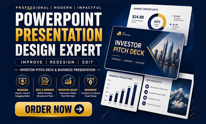 improve redesign powerpoint presentation edit redesign investor pitch deck slide