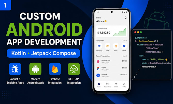 develop a custom android app using kotlin and jetpack compose