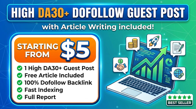 do cheap high da30 dofollow guest post with article