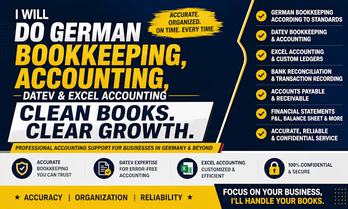 do german bookkeeping, accounting, datev and excel accounting