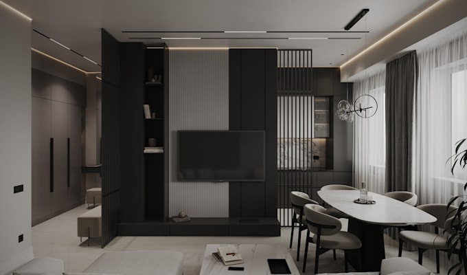 create realistic 3d living room and interior rendering