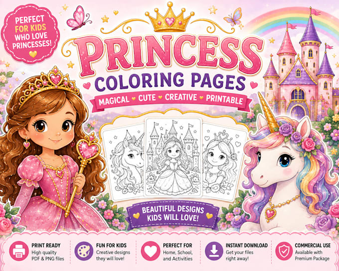 create custom printable princess coloring pages for kids