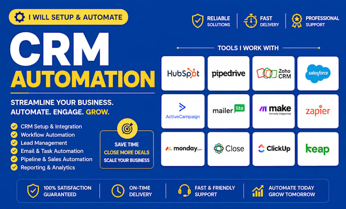 setup crm automation, zapier, hubspot, zoho, migrate website