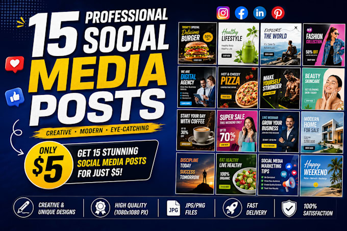 create 15 eye catching social media post designs