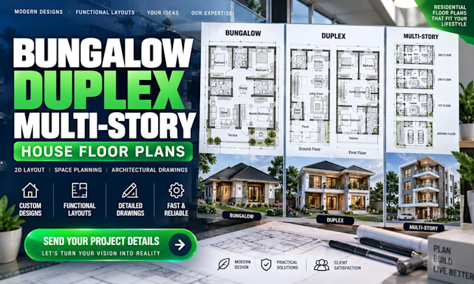 design bungalow, duplex and multi story house floor plans