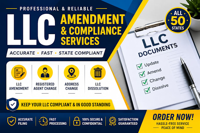 do llc amendment, llc registered agent change llc dissolution llc address change