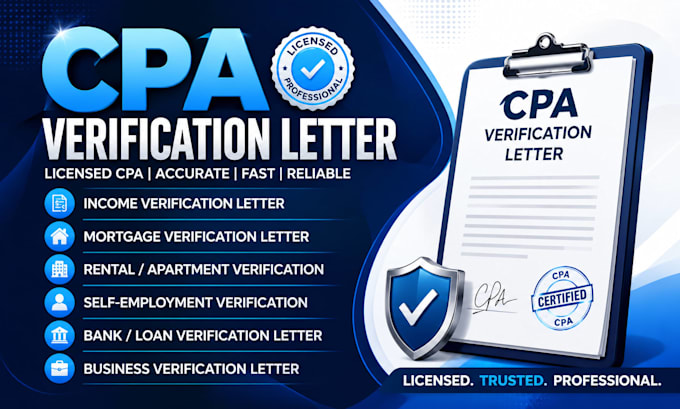 provide a licensed tax preparer or CPA verification letter