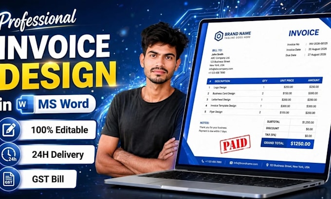 design a professional gst invoice template in ms word