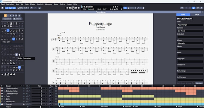 turn your song into a professional guitar pro file