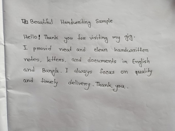write neat handwritten notes in english and bangla