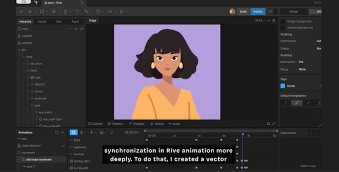 create interactive rive character animation and mascot rigging