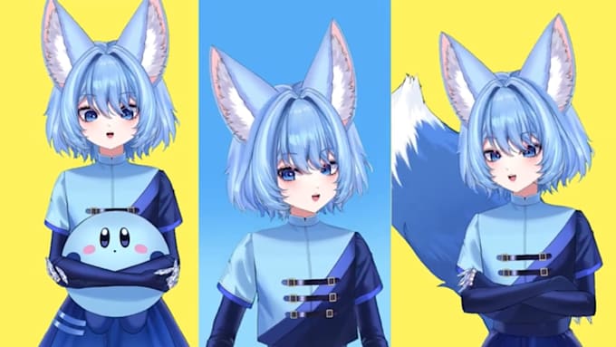 draw live2d vtuber character, 2d vtuber model, live2d rigging anime vtuber model