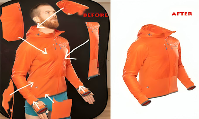 do ghost mannequin symmetrical neck joint, clothing dummy removal for ecommerce