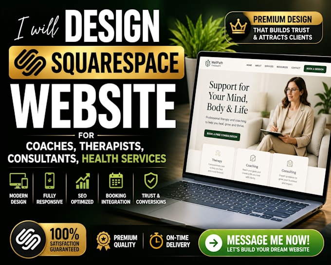 design squarespace website for coach consultant therapy health service web blogs