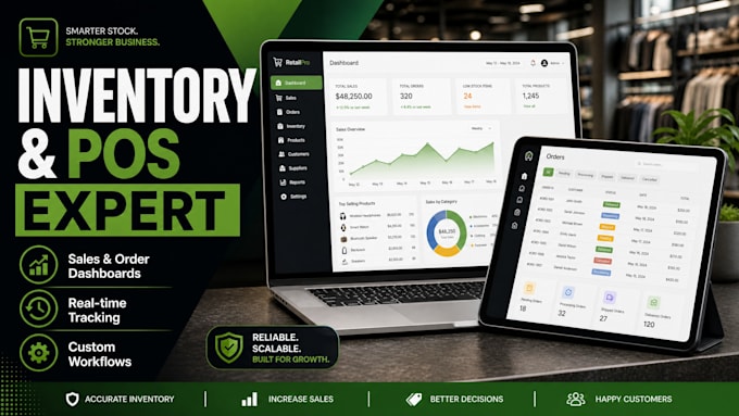 build inventory and pos management system with sales an order tracking dashboard