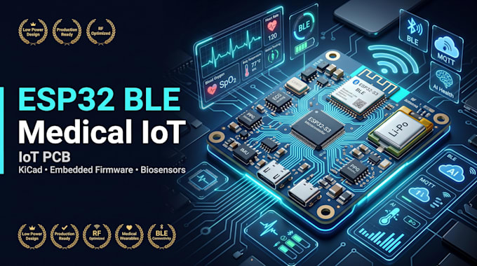 design esp32 ble wearable medical iot pcb with kicad embedded firmware biosensor