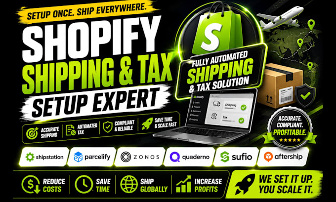 shopify shipping tax shipstation setup parcelify zonos quaderno sufio aftership