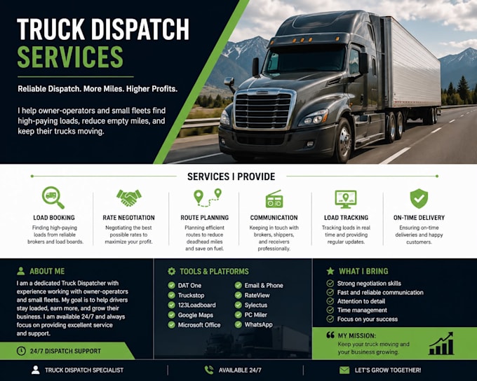 provide professional truck dispatch services for owner operators