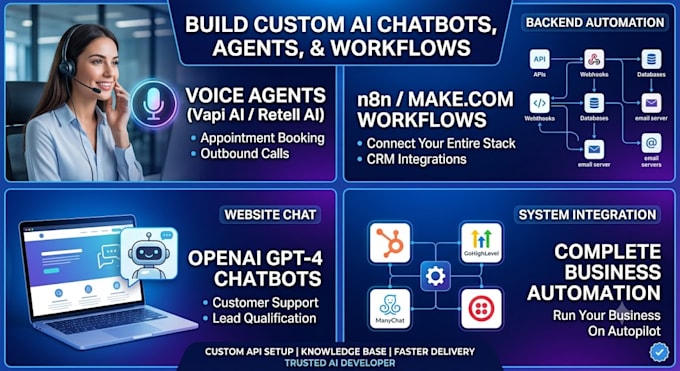 build custom ai chatbots, vapi ai voice receptionists, and n8n automations