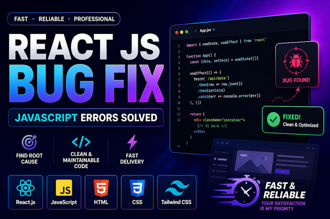 debug and fix your react js, javascript and frontend bugs