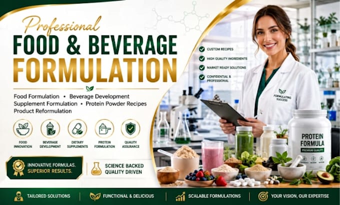 create custom food, beverage, supplement, and protein powder formulations