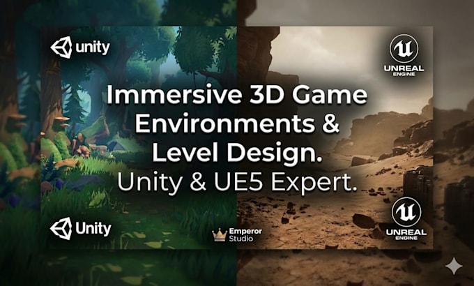 design immersive 3d game environments, game levels, game maps in unity ue5