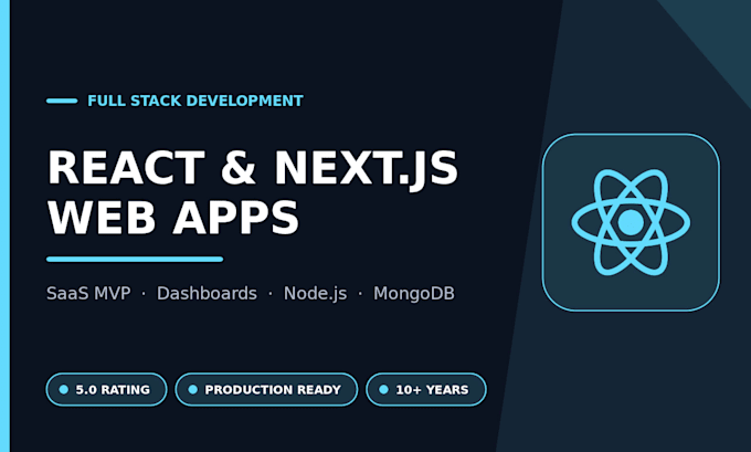 develop react js, next js web app and saas dashboard development
