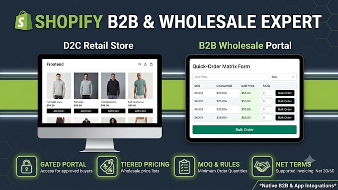 set up a high converting shopify b2b store or website