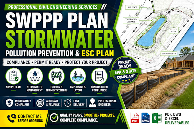 prepare swppp plan, stormwater pollution prevention esc plan compliance