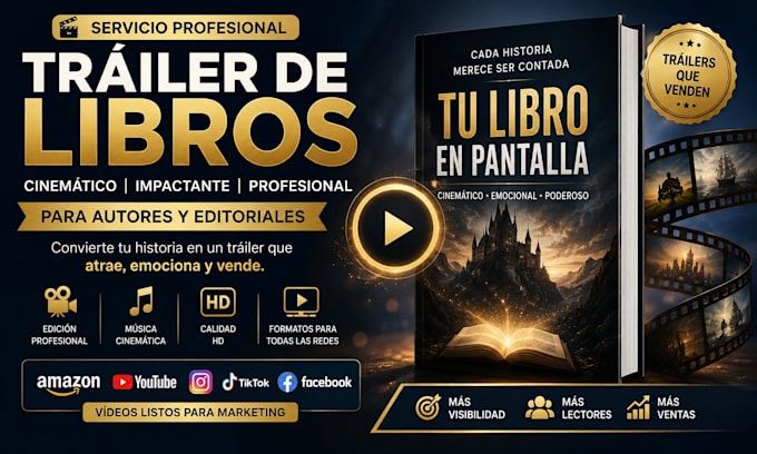 create a cinematic book video trailer for amazon KDP authors