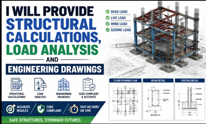 provide structural calculations, load analysis and engineering drawings
