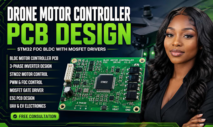 develop drone motor controller pcb with stm32 foc bldc and mosfet drivers