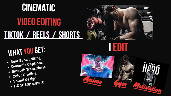 edit engaging tiktok, gym, anime, and motivational videos