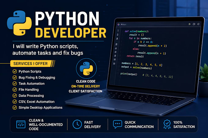 develop python scripts, automate tasks, and fix bugs