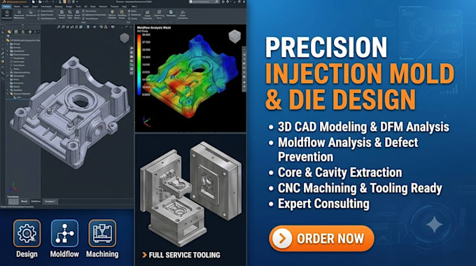 do precise injection mold, 3d design, cnc machining, moldflow and consulting