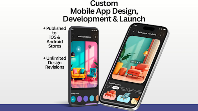 develop custom mobile app, publish to ios android stores