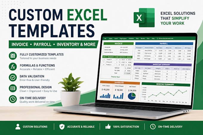create excel invoice, payroll and inventory templates