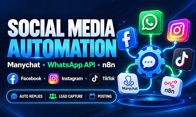do social media automation manychat whatsapp api facebook ig tiktok posting n8n