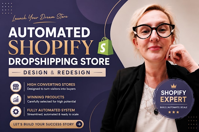 build automated shopify dropshipping store or shopify redesign