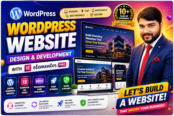 create wordpress website design and development using elementor pro