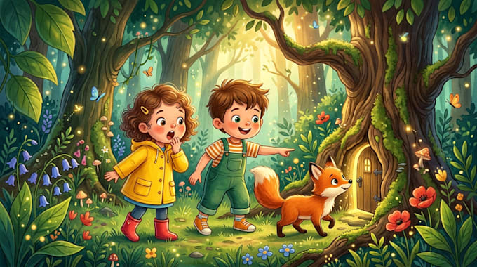draw children book illustration and storybook cover