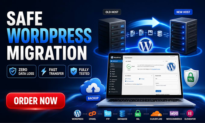 migrate wordpress website safely to new hosting with zero data loss and testing