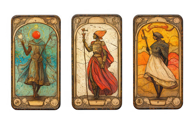 illustrations and graphics for board, tarot