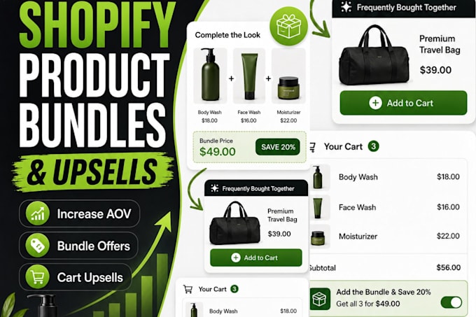 set up shopify product bundles, upsells and quantity breaks