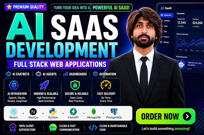 build an ai saas web app using react next js and python